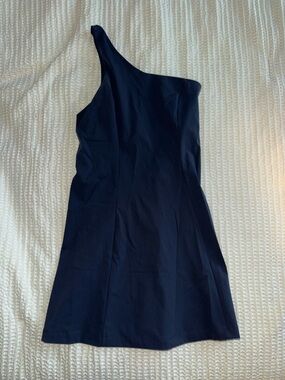Outdoor Voices Navy One Shoulder Workout Dress